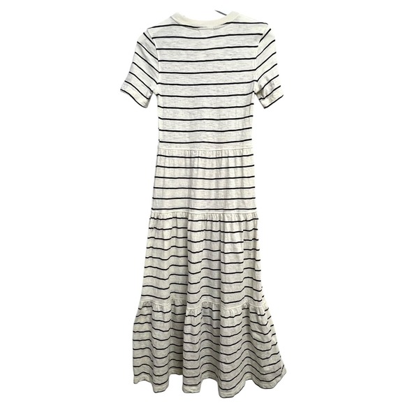 Marine Layer Dress Womens XS Cream Black Stripe Tiered Tee Maxi Casual Summer - Picture 8 of 8